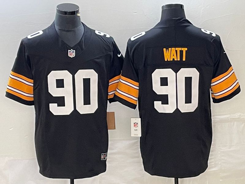 Men Pittsburgh Steelers #90 Watt Nike Black Vapor Limited NFL Jersey->women ncaa jersey->Women Jersey